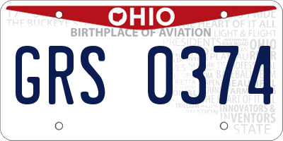 OH license plate GRS0374