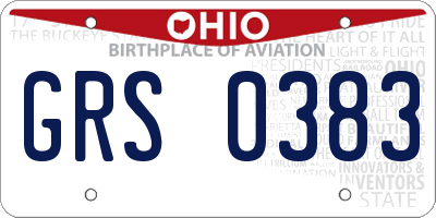 OH license plate GRS0383