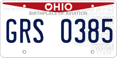 OH license plate GRS0385