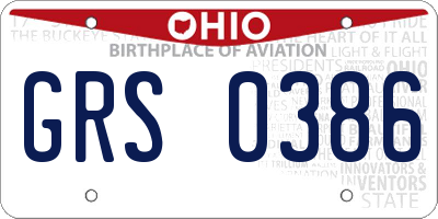 OH license plate GRS0386