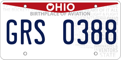 OH license plate GRS0388