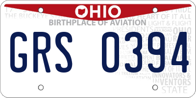 OH license plate GRS0394