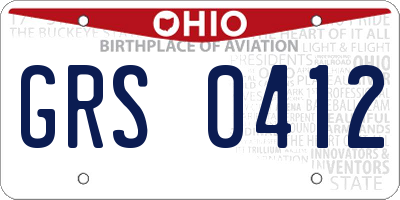 OH license plate GRS0412
