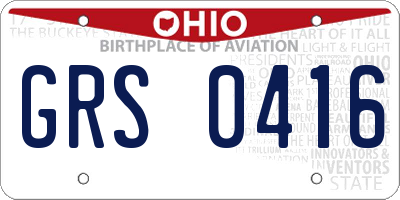 OH license plate GRS0416