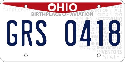 OH license plate GRS0418