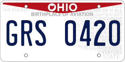 OH license plate GRS0420