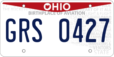 OH license plate GRS0427