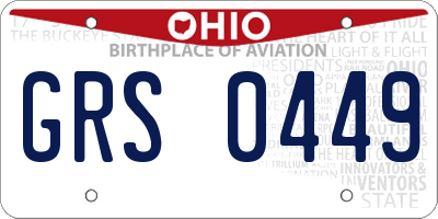 OH license plate GRS0449