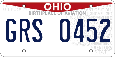 OH license plate GRS0452
