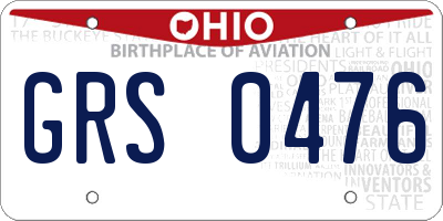 OH license plate GRS0476