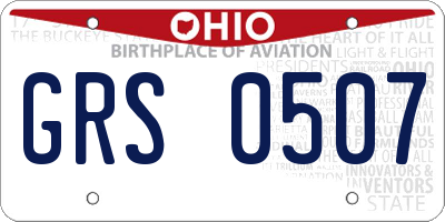 OH license plate GRS0507