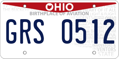 OH license plate GRS0512