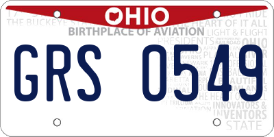 OH license plate GRS0549