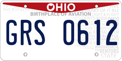 OH license plate GRS0612