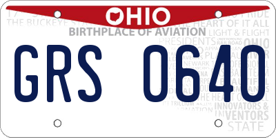 OH license plate GRS0640