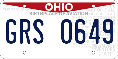OH license plate GRS0649