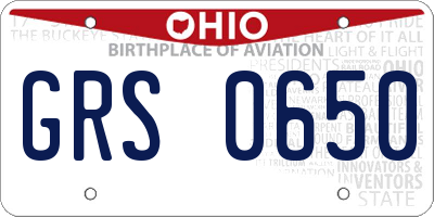 OH license plate GRS0650