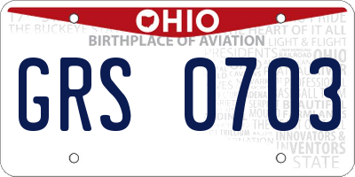 OH license plate GRS0703