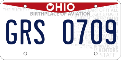 OH license plate GRS0709