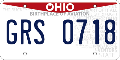 OH license plate GRS0718