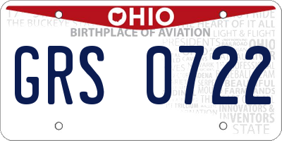 OH license plate GRS0722