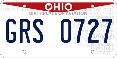OH license plate GRS0727