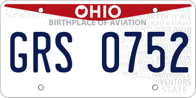 OH license plate GRS0752