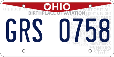 OH license plate GRS0758