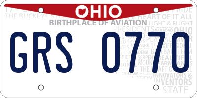 OH license plate GRS0770
