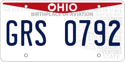 OH license plate GRS0792