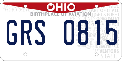 OH license plate GRS0815