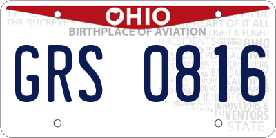 OH license plate GRS0816