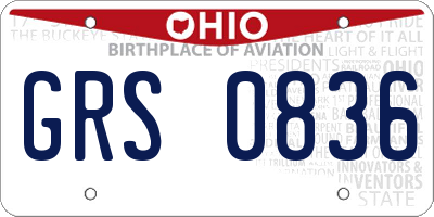 OH license plate GRS0836