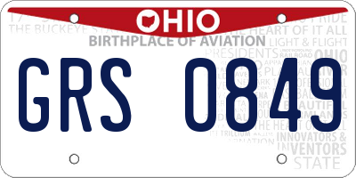 OH license plate GRS0849