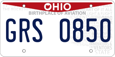 OH license plate GRS0850