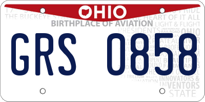 OH license plate GRS0858