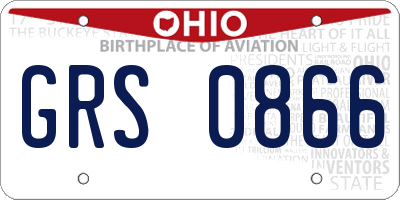 OH license plate GRS0866