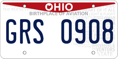 OH license plate GRS0908