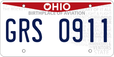 OH license plate GRS0911