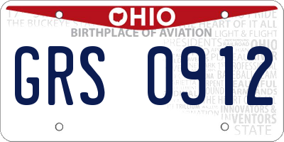 OH license plate GRS0912