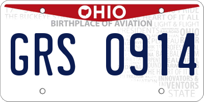 OH license plate GRS0914