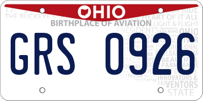 OH license plate GRS0926