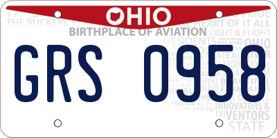 OH license plate GRS0958