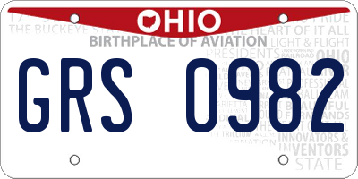 OH license plate GRS0982