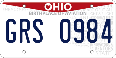 OH license plate GRS0984