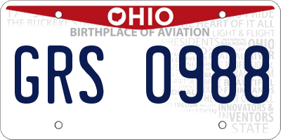 OH license plate GRS0988