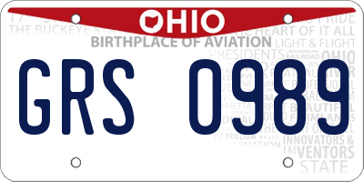OH license plate GRS0989