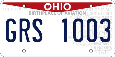 OH license plate GRS1003