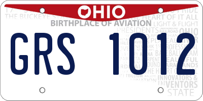 OH license plate GRS1012