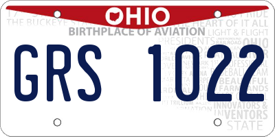 OH license plate GRS1022